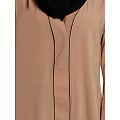 Front open abaya with piping work- Khaki Front open abaya with piping work- Khaki
